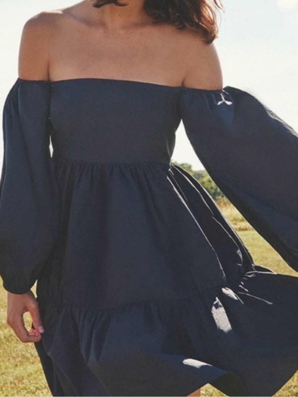 Tuckernuck Cara Cara Off Shoulder Black Babydoll Dress Size L